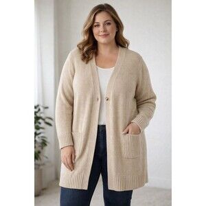Chicos Womens Preston Cardigan Bamboo Long Sleeve One Button Sweater Size 3 XL